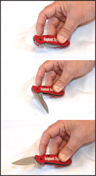 The Zipper Pocket Knife opens easily with one finger